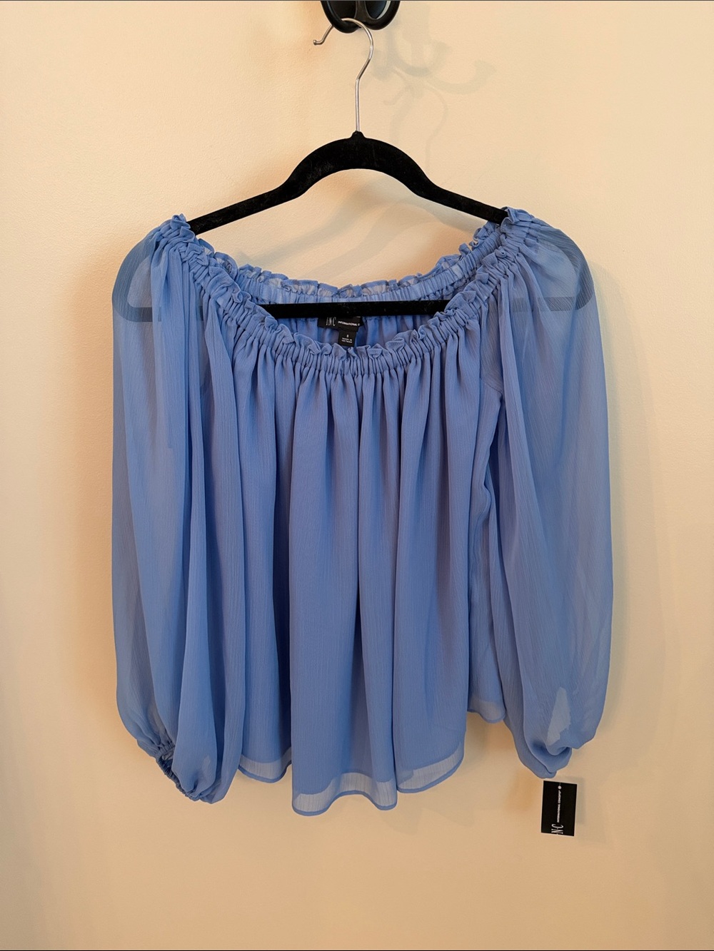 INC International Concepts Peri Blue Off-Shoulder Blouse